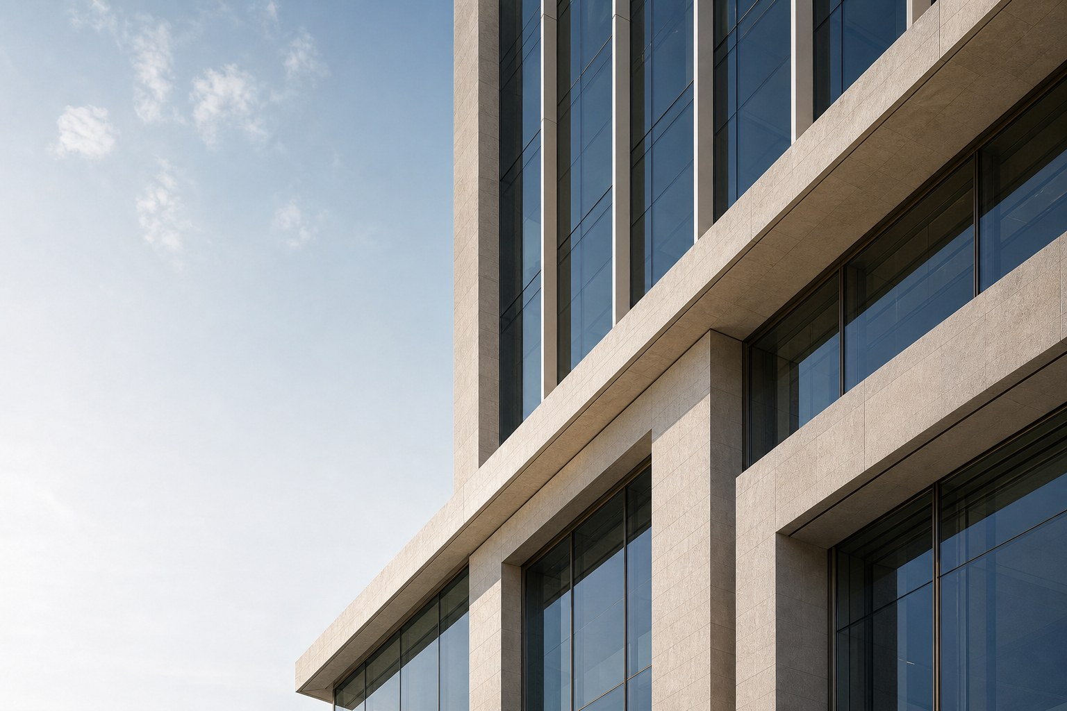 Refined contemporary business architecture and material detail