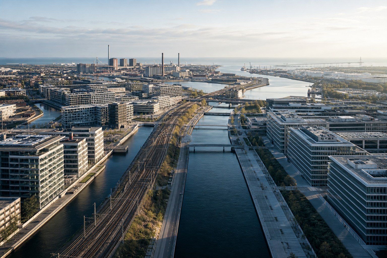 International commercial district and connected trade infrastructure